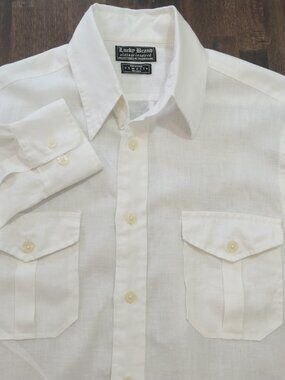 Lucky Brand 100% Linen Shirt Mens Small White Button Up Long Sleeve Pockets 42.